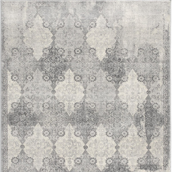 4’ x 6’ Gray Distressed Trellis Pattern Area Rug