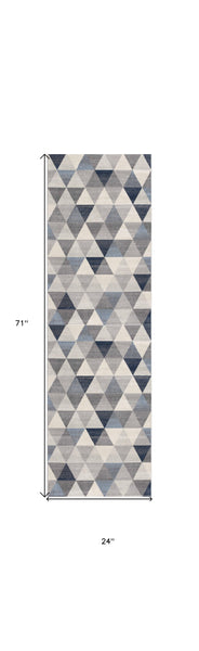 2’ x 6’ Navy Blue Geometric Diamond Area Rug