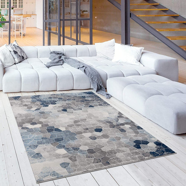 2’ x 12’ Navy Blue Cobblestone Pattern Runner Rug