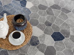 2’ x 15’ Navy Blue Cobblestone Pattern Runner Rug