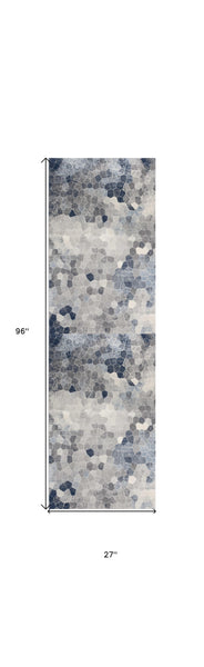 2’ x 8’ Navy Blue Cobblestone Pattern Runner Rug