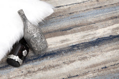 2’ x 10’ Blue and Beige Distressed Stripes Runner Rug