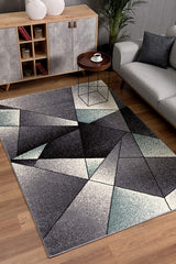 5’ Round Gray and Blue Prism Pattern Area Rug
