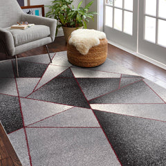 5’ x 8’ Gray and Red Prism Pattern Area Rug