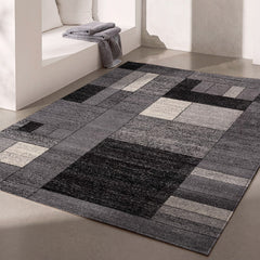 8’ x 11’ Gray Distressed Geometric Area Rug