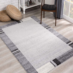 2’ x 20’ Gray Modern Bordered Runner Rug