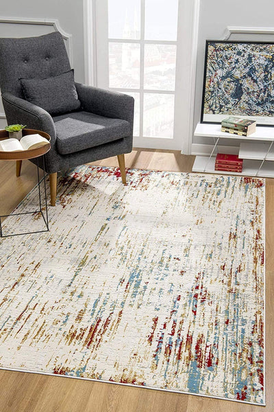 2’ x 6’ Beige Modern Abstract Area Rug