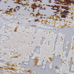 2’ x 12’ Abstract Beige and Gold Modern Runner Rug