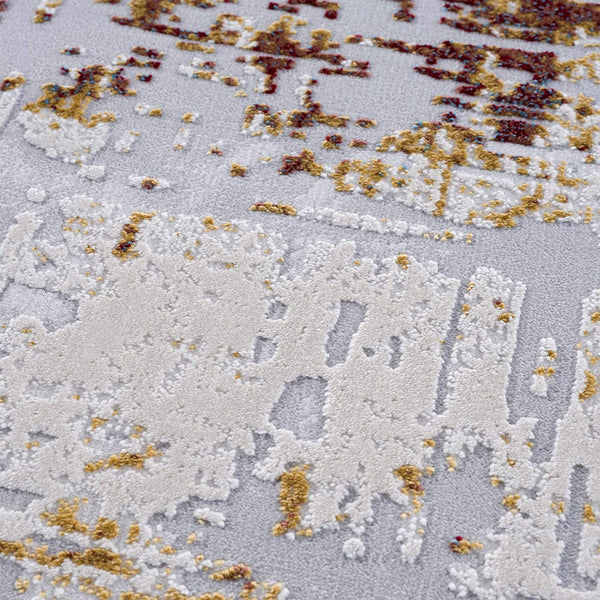 2’ x 4’ Abstract Beige and Gold Modern Area Rug