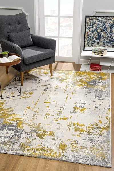 2’ x 65’ Gold and Gray Abstract Runner Rug