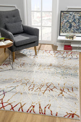 7’ x 10’ Gold and Ivory Abstract Branches Area Rug