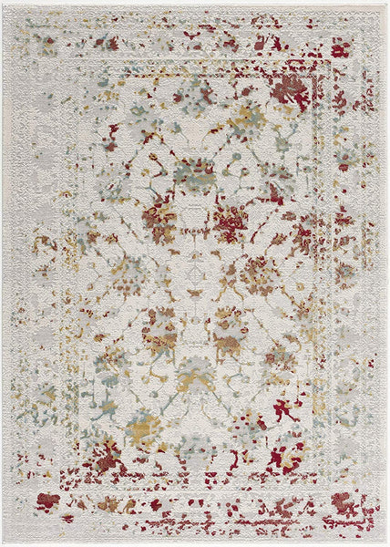 4’ x 6’ Red and Gold Distressed Modern Area Rug