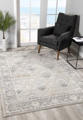 2’ x 8’ Cream and Gray Decorative Runner Rug
