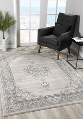 2’ x 15’ Gray Decorative Medallion Runner Rug