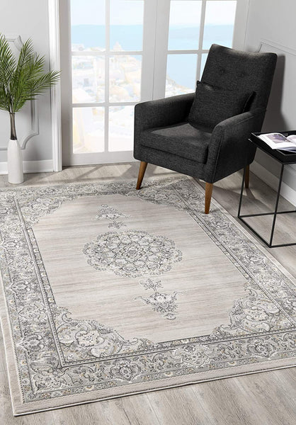 2’ x 5’ Gray Decorative Medallion Area Rug