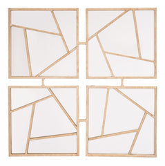 Four Part Gold Geometric Mirror