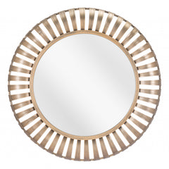 Matte Gold Striped Round Mirror