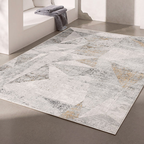 7’ x 10’ Gray Distressed Prism Modern Area Rug
