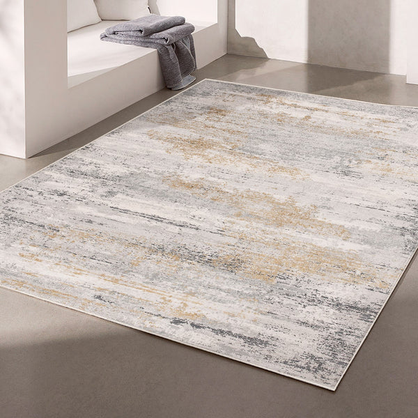 4’ x 6’ Gray Mod Distressed Strokes Area Rug