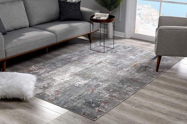 2’ x 12’ Gray and Ivory Abstract Runner Rug