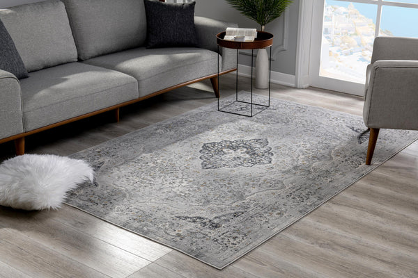 4’ x 6’ Gray Distressed Decorative Area Rug