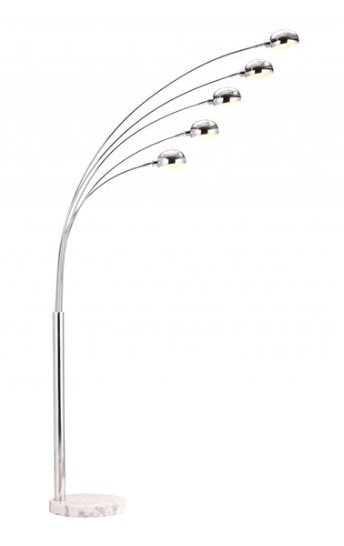 Cosmo Chrome 5 Arm Floor Lamp