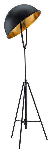 Black and Brass Retro Tripod Floor Lamp