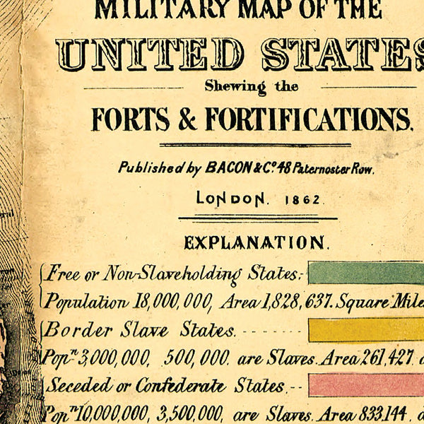 16" x 24" Vintage 1862 Civil War Map Wall Art