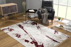 5’ x 8’ Red and Ivory Modern Distressed Area Rug