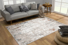 5’ x 8’ Gray and Ivory Abstract Branches Area Rug