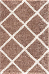 8’ x 11’ Beige and White Modern Lattice Area Rug