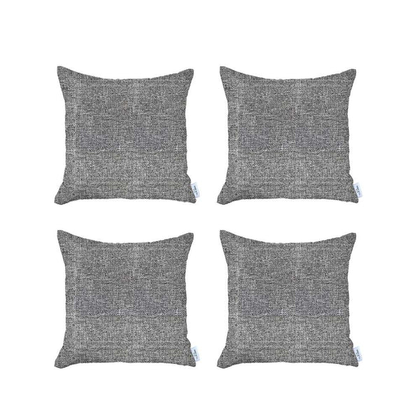 Set of 4 Light Gray Textured Pillow Covers