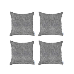 Set of 4 Light Gray Textured Pillow Covers