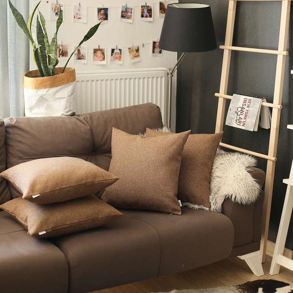 Set of 4 Brown Textured Pillow Covers