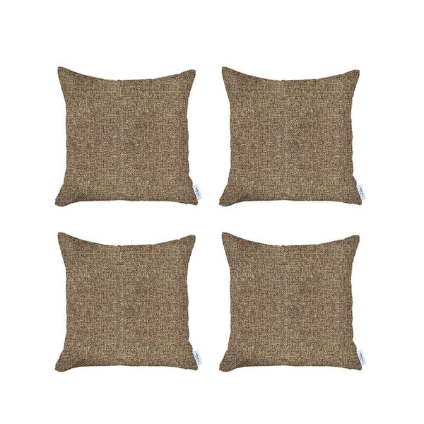 Set of 4 Brown Textured Pillow Covers