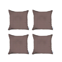 Set of 4 Red Houndstooth Pillow Covers