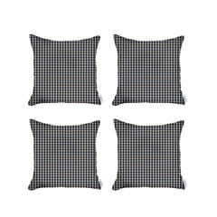 Set of 4 Blue Houndstooth Pillow Covers