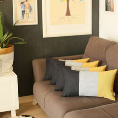 Set of 4 Yellow Tripartite Lumbar Pillow Covers