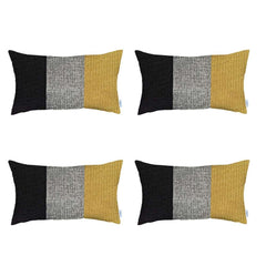 Set of 4 Yellow Tripartite Lumbar Pillow Covers