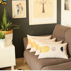 Set of 4 White Patterned Lumbar Pillow Covers