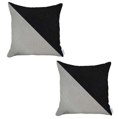 Set of 2 Black and White Diagonal Pillow Covers