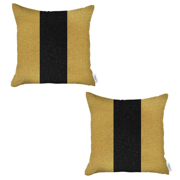 Set of 2 Yellow and Black Center Pillow Covers