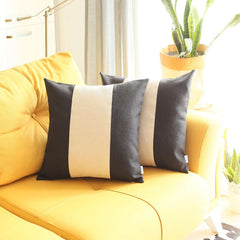 Set of 2 Black and White Center Pillow Covers