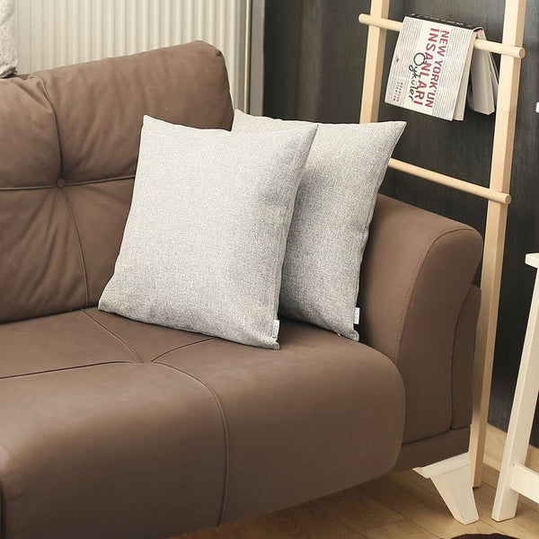 Set of 2 Light Gray Textured Pillow Covers