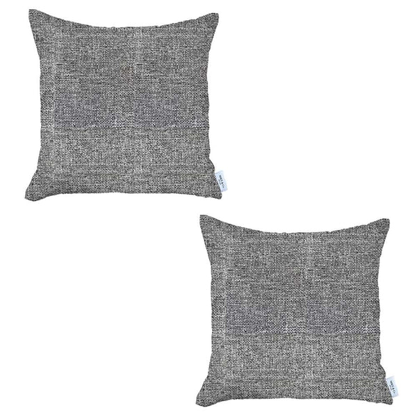 Set of 2 Light Gray Textured Pillow Covers