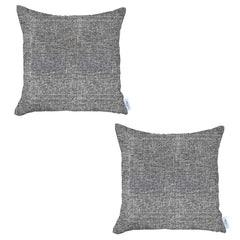 Set of 2 Light Gray Textured Pillow Covers