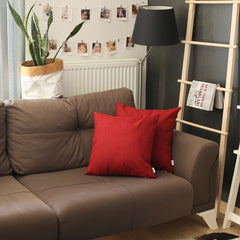 Set of 2 Red Textured Pillow Covers