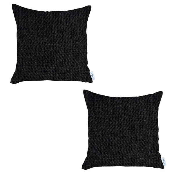 Set of 2 Black Textured Pillow Covers