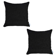 Set of 2 Black Textured Pillow Covers