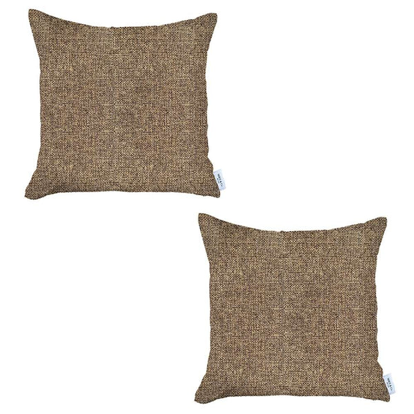 Set of 2 Brown Textured Pillow Covers